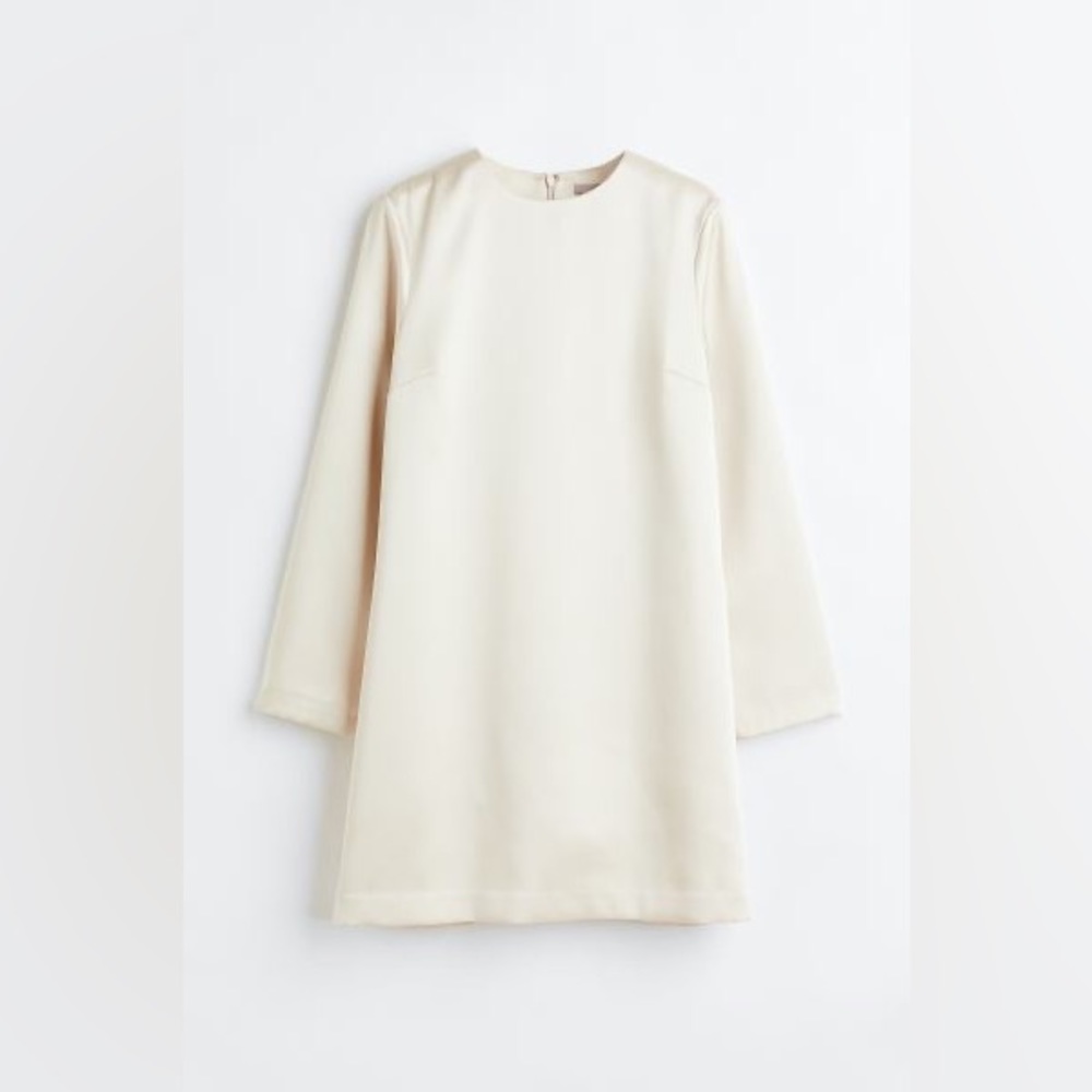 Sheet beige long sleeve dress
